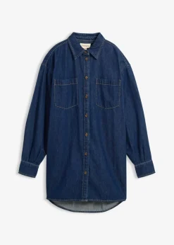 Online Blusa vaquera de tejido vaquero grueso de algodón puro con corte holgado Mujer Camisas Y Blusas