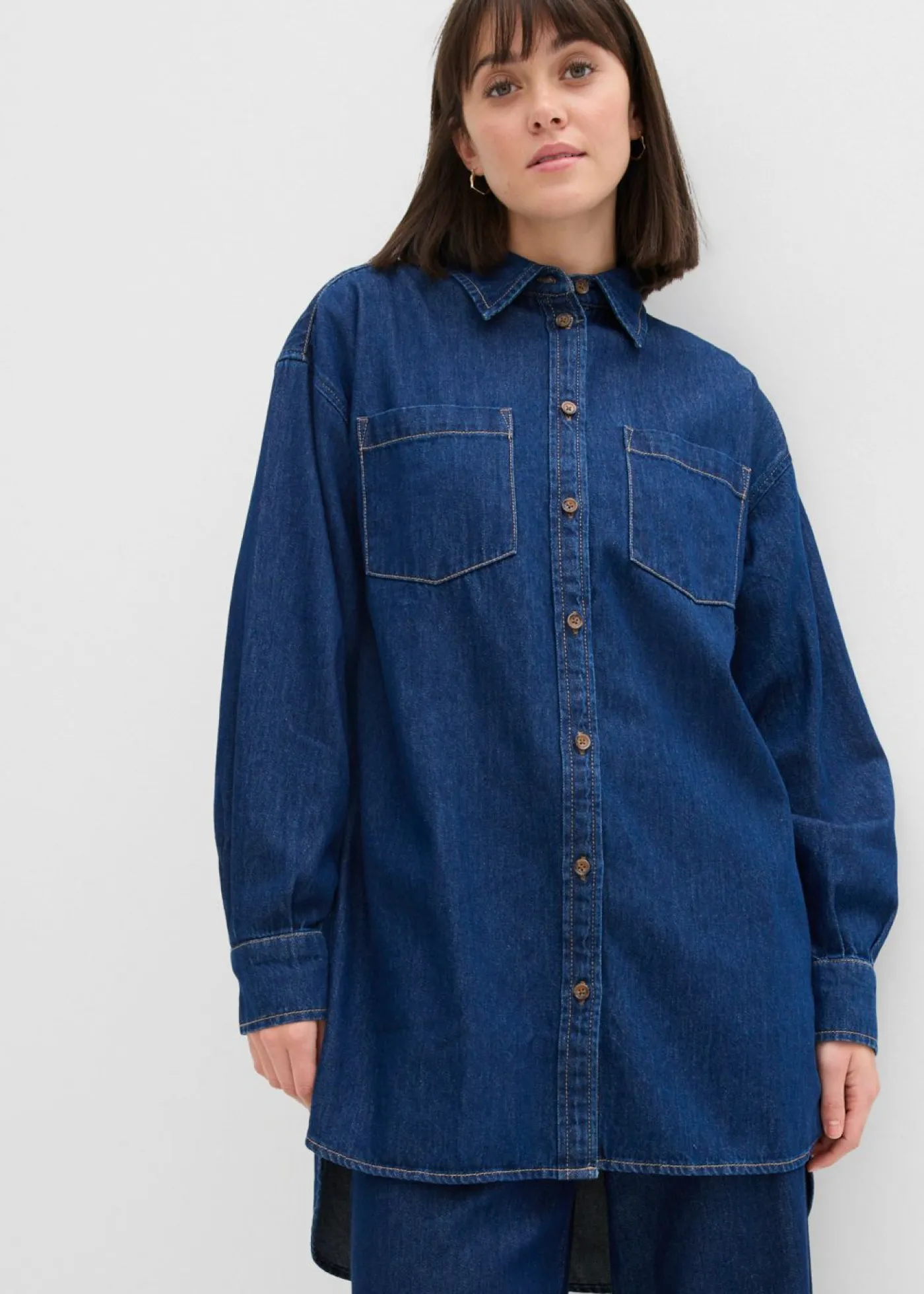 Online Blusa vaquera de tejido vaquero grueso de algodón puro con corte holgado Mujer Camisas Y Blusas