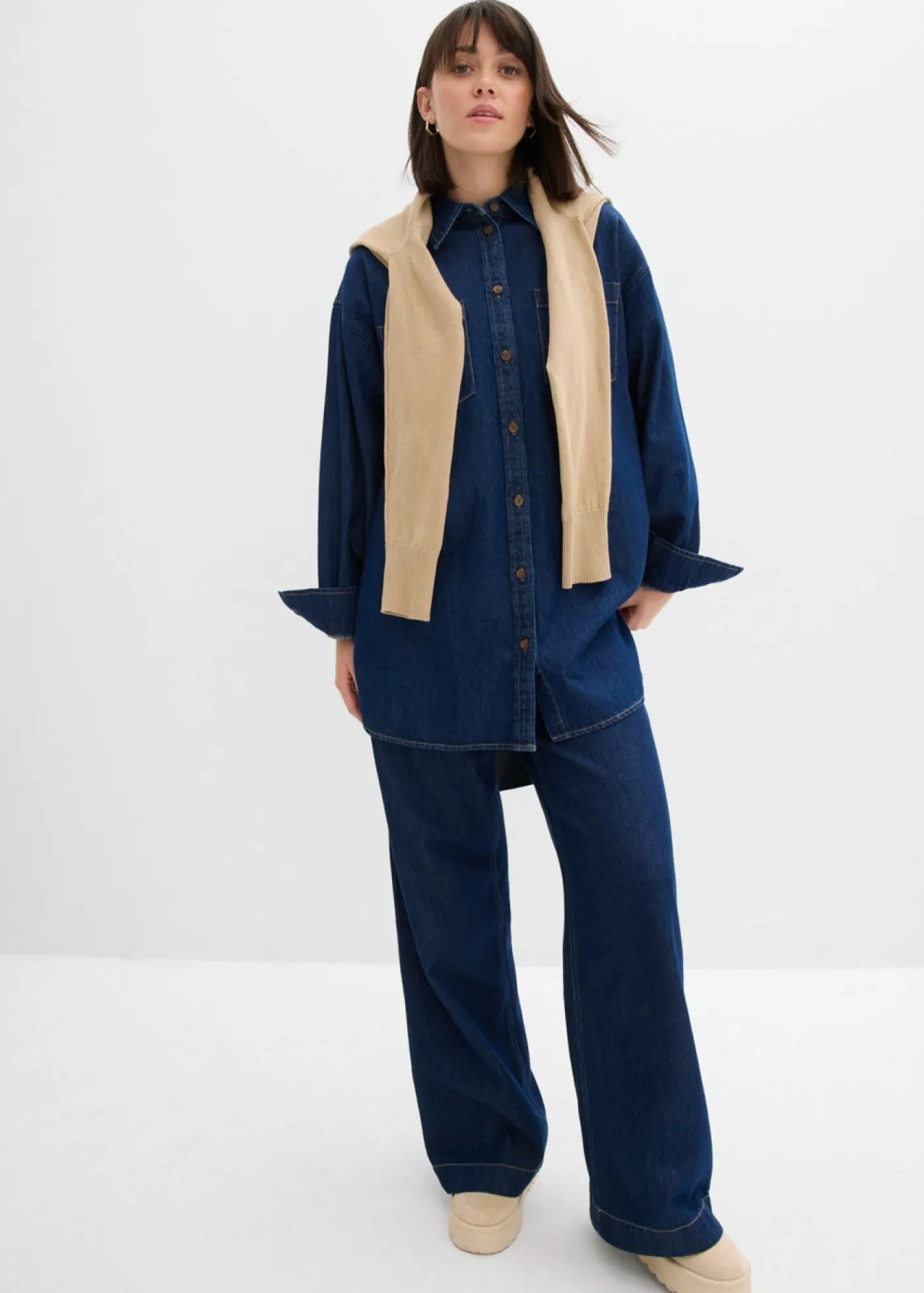 Online Blusa vaquera de tejido vaquero grueso de algodón puro con corte holgado Mujer Camisas Y Blusas