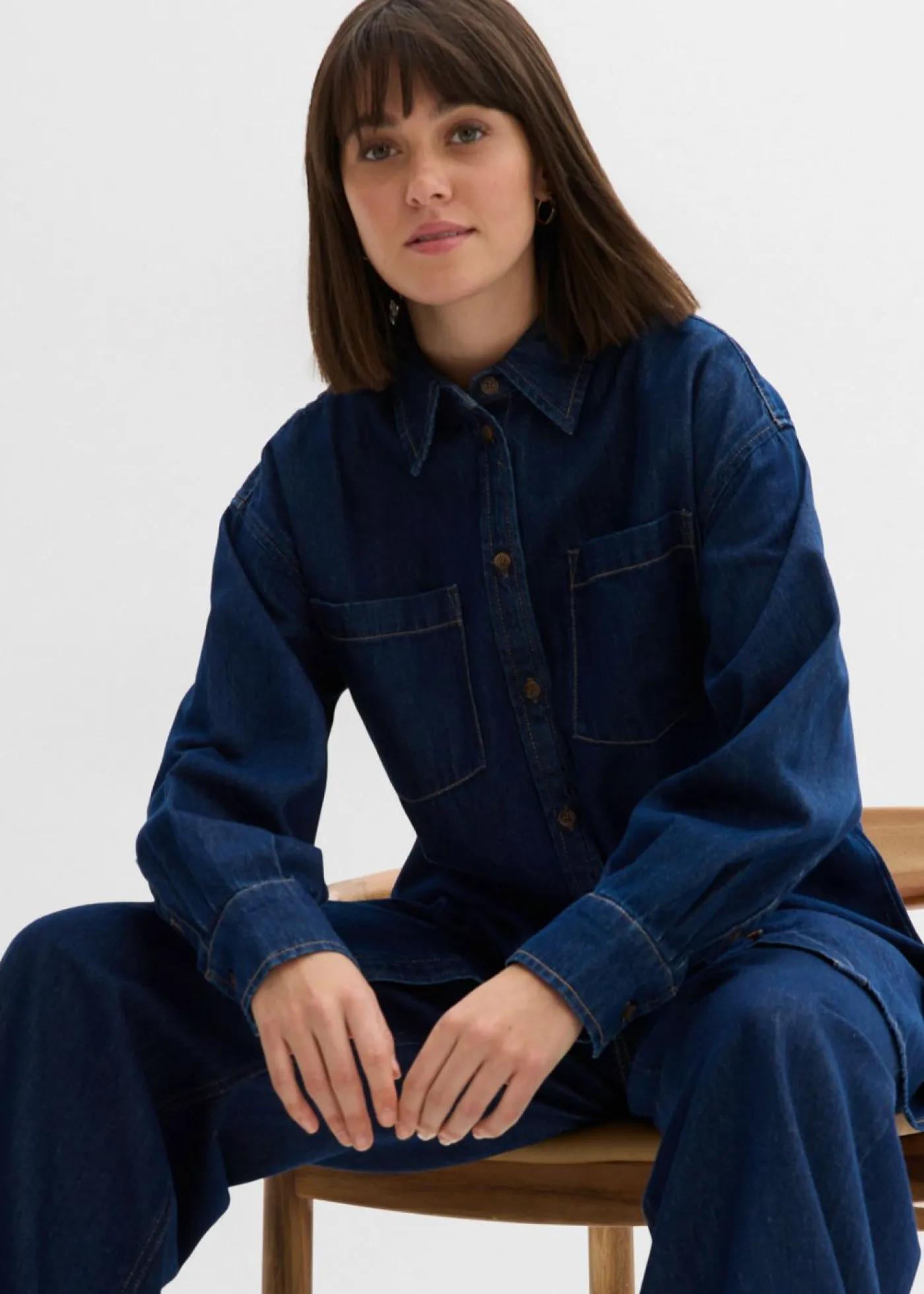 Online Blusa vaquera de tejido vaquero grueso de algodón puro con corte holgado Mujer Camisas Y Blusas