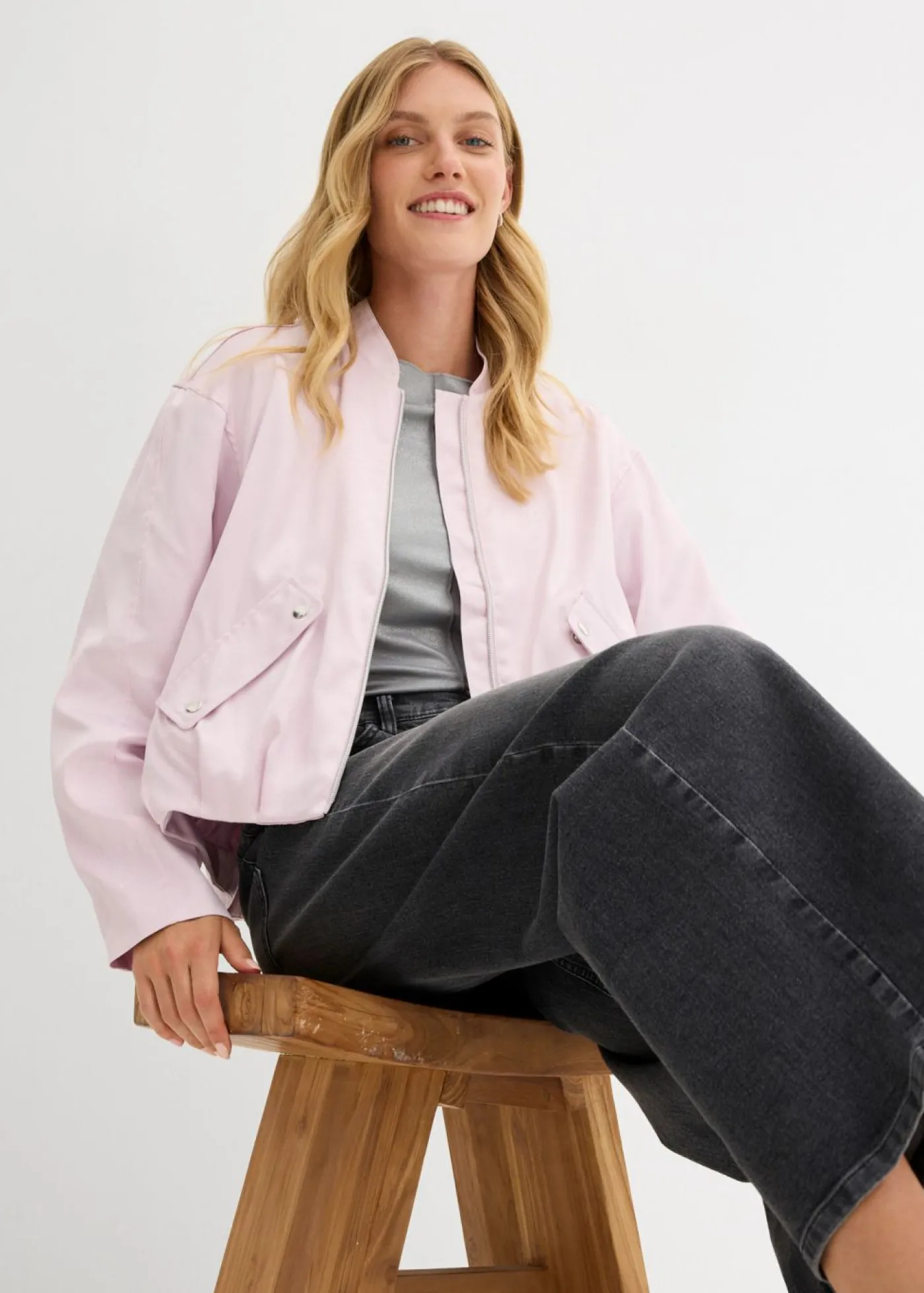 Outlet Blusón suave de mezcla de viscosa brillante Mujer Esenciales|Chaquetas Y Abrigos