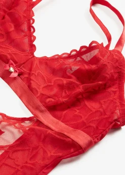 Best Body de tanga con encaje de corazones Mujer Bodies|Lencería