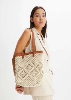 Bolso shopper de macramé Mujer Complementos Temáticos·Accesorios Veganos|Bolsos