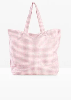 Outlet Bolso tipo shopper de lona con estampado de cuadros vichy Mujer Bolsos