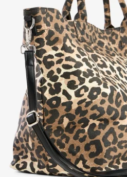 Discount Bolso tipo shopper de lona con estampado de leopardo Mujer Novedades|Bolsos