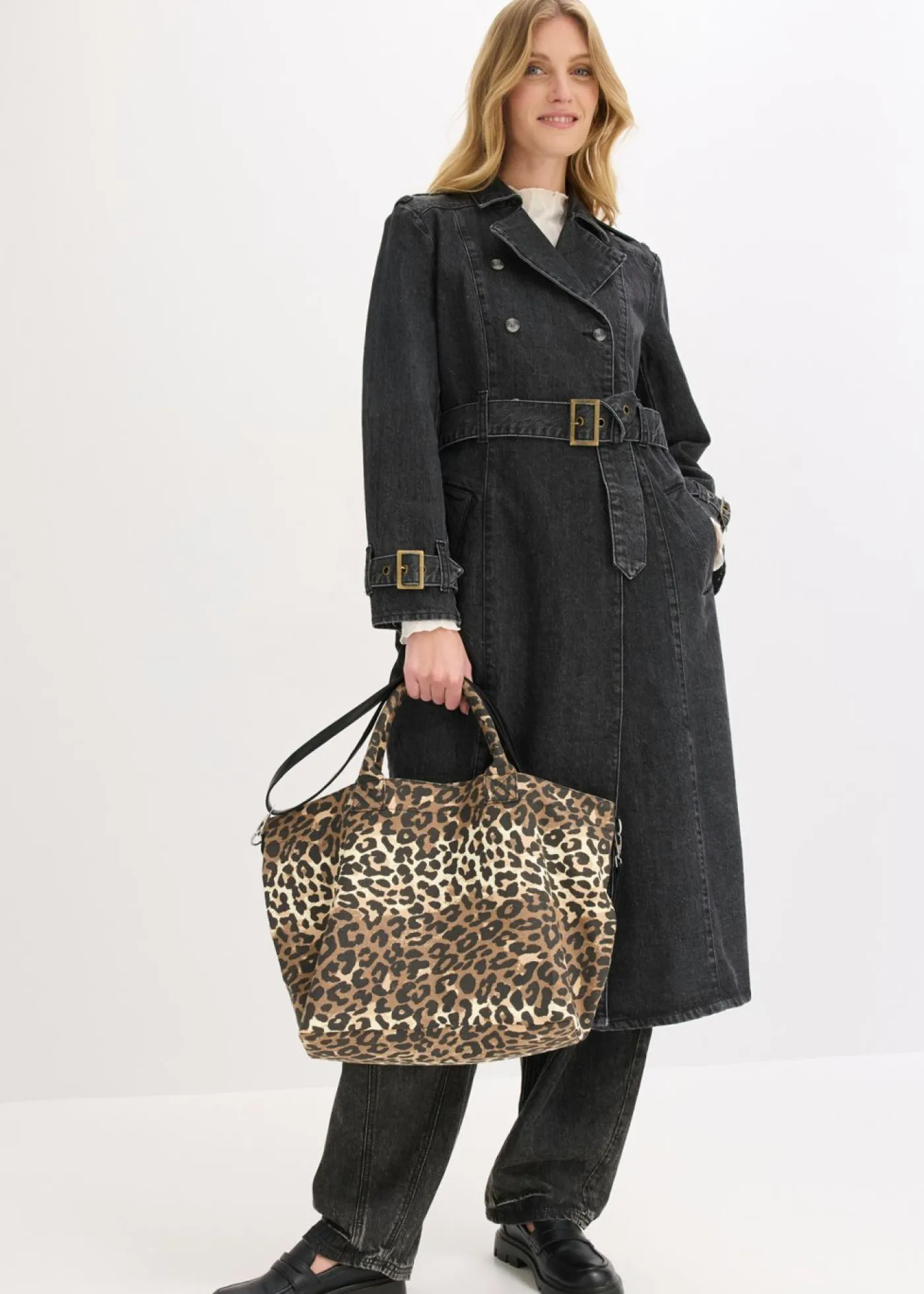 Discount Bolso tipo shopper de lona con estampado de leopardo Mujer Novedades|Bolsos