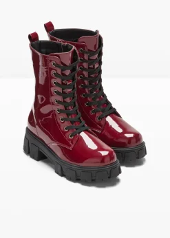 Online Botas con cordones y aspecto lacado Mujer Tendencias·Zapatos Veganos|Botines De Nieve·Botas Con Cordones