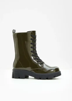 Best Botas con cordones y aspecto lacado Mujer Tendencias·Zapatos Veganos|Botines De Nieve·Botas Con Cordones