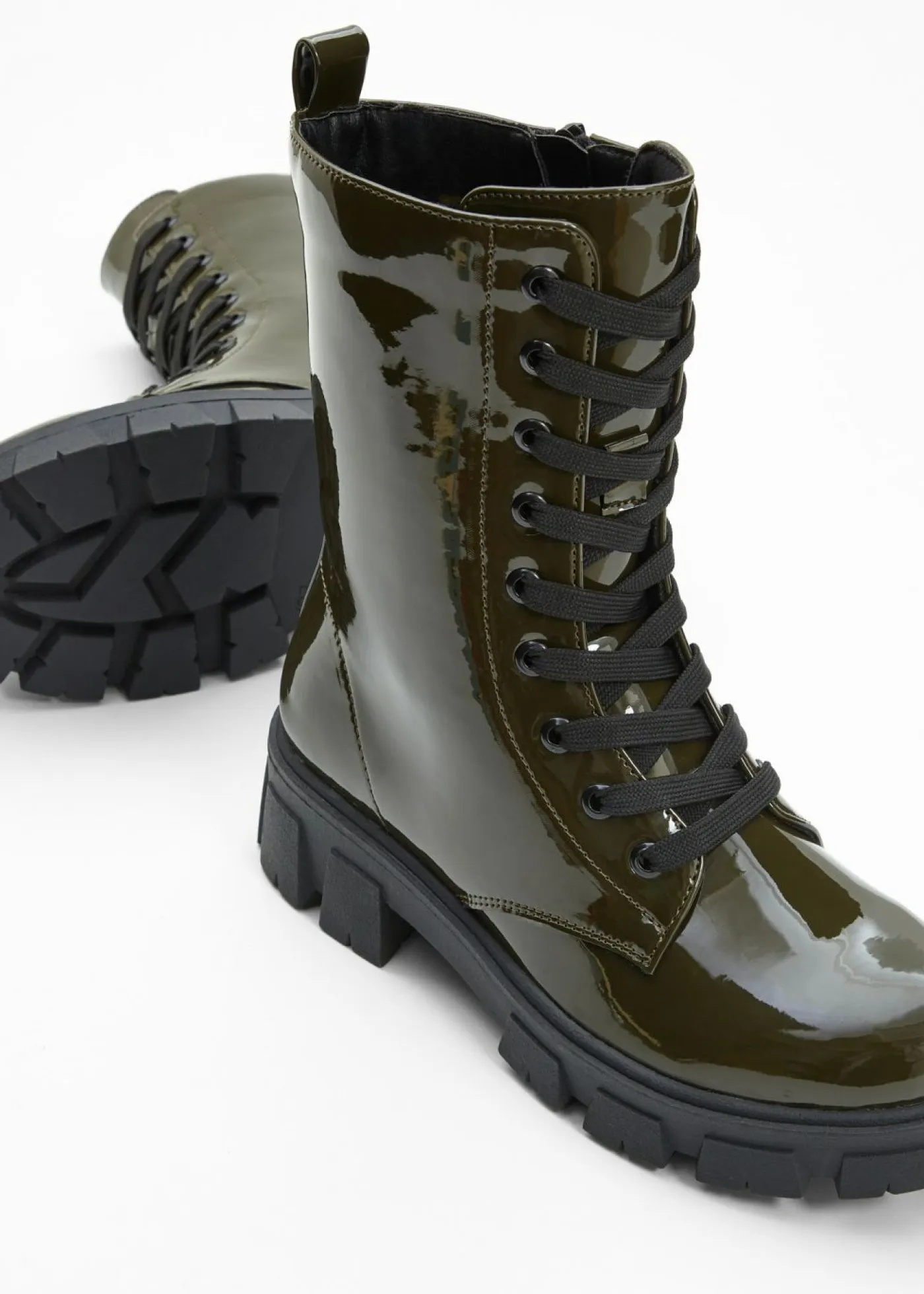 Best Botas con cordones y aspecto lacado Mujer Tendencias·Zapatos Veganos|Botines De Nieve·Botas Con Cordones