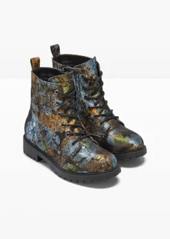Botas con cordones y estampado de flores Mujer Botines De Nieve·Botas Con Cordones