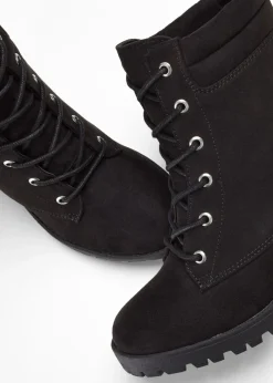 Hot Botas con cordones y tacón ancho Mujer Tendencias·Zapatos Veganos|Botines De Nieve·Botas Con Cordones