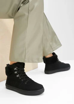 New Botas forradas con cordones Mujer Tendencias·Zapatos Veganos|Botines De Nieve·Botas Con Cordones