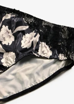 Outlet Braga con efecto brillante y detalles de encaje Mujer Lencería|Bragas