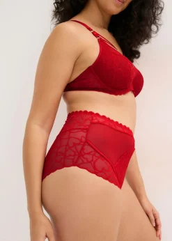 Best Braga de talle alto con encaje de corazones Mujer Bragas