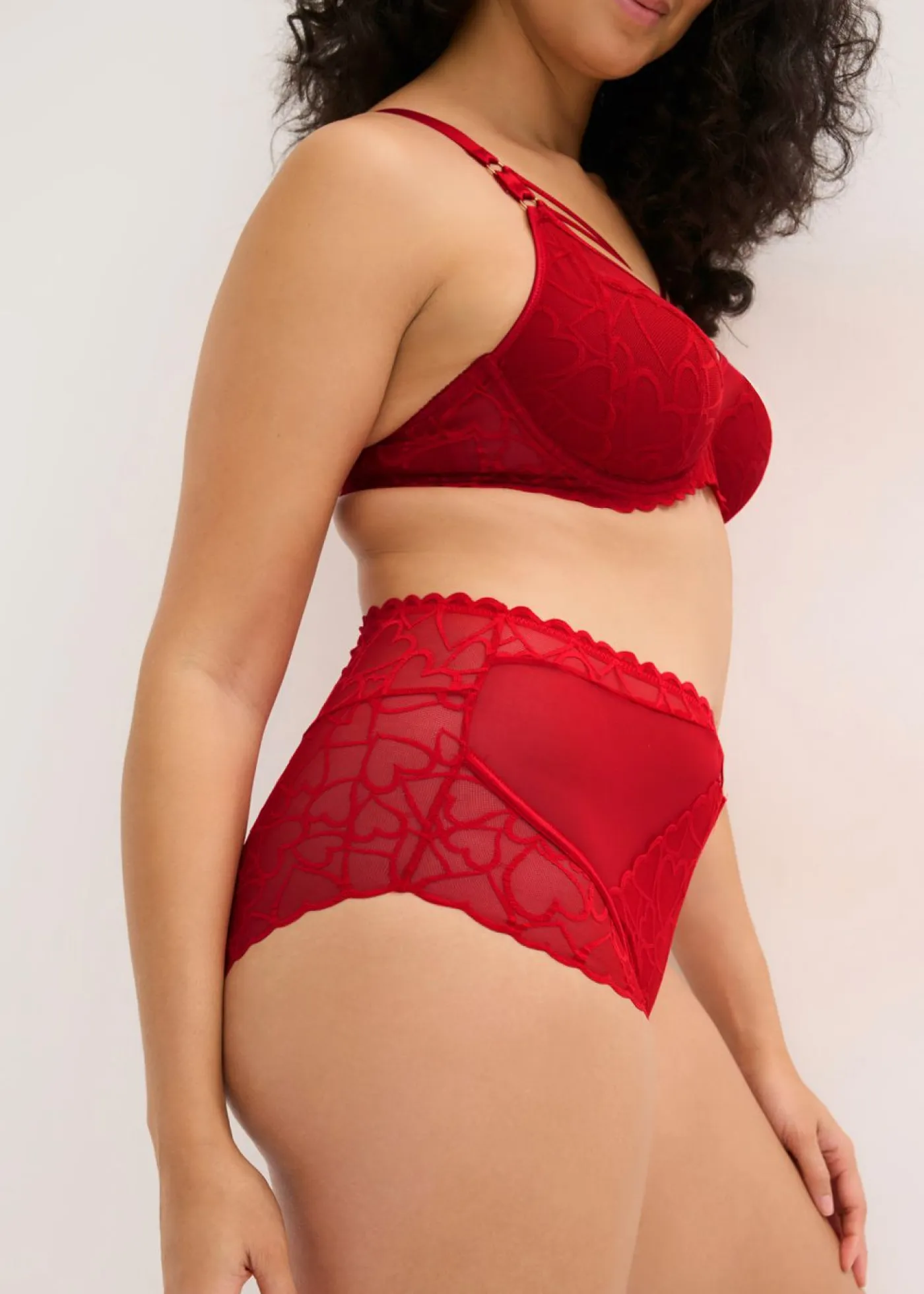 Best Braga de talle alto con encaje de corazones Mujer Bragas