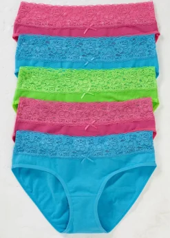 Discount Braguita (5 unidades) con encaje Mujer Ropa Interior De Algodón|Bragas