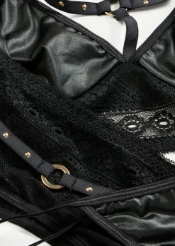 Clearance Bralette + tanga + sujetador con tirantes con efecto mojado (3 piezas) Mujer Lencería Sexy