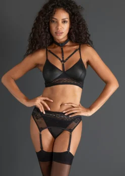 Clearance Bralette + tanga + sujetador con tirantes con efecto mojado (3 piezas) Mujer Lencería Sexy