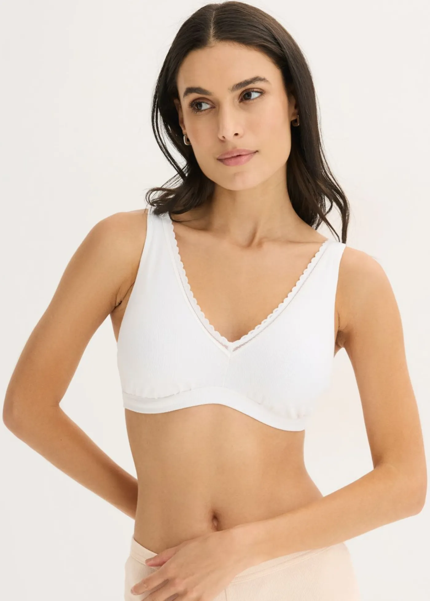 Bralette acolchado sin aros de canalé con algodón orgánico Mujer Ropa Interior De Algodón|Sujetadores