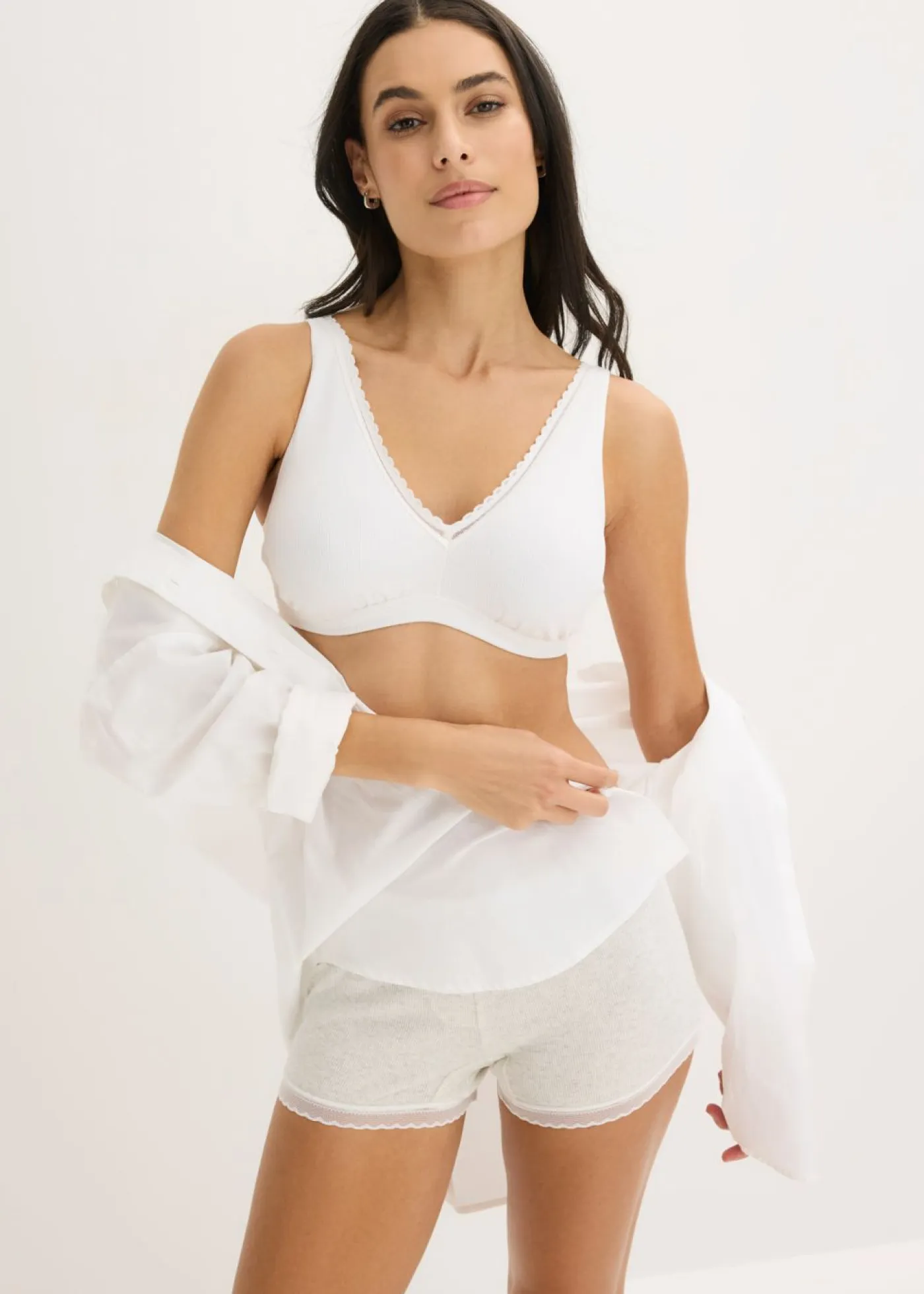 Bralette acolchado sin aros de canalé con algodón orgánico Mujer Ropa Interior De Algodón|Sujetadores