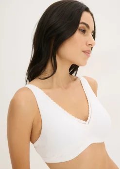 Bralette acolchado sin aros de canalé con algodón orgánico Mujer Ropa Interior De Algodón|Sujetadores