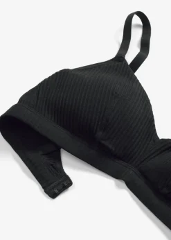 Online Bralette acolchado sin aros de algodón orgánico de canalé Mujer Ropa Interior De Algodón|Sujetadores