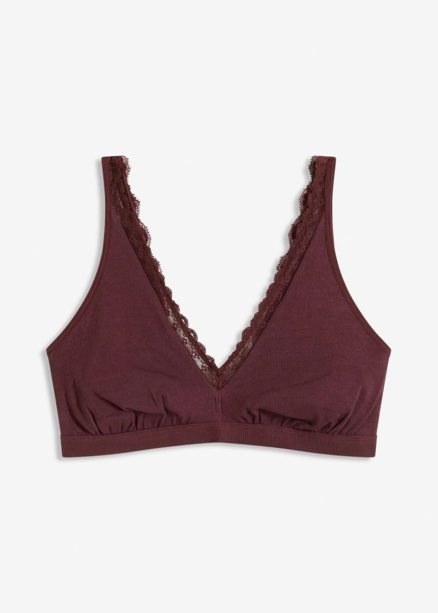 Best Bralette de canalé de algodón orgánico con encaje Mujer Ropa Interior De Algodón|Sujetadores