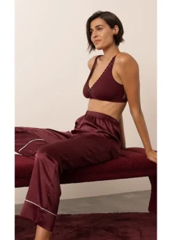 Best Bralette de canalé de algodón orgánico con encaje Mujer Ropa Interior De Algodón|Sujetadores
