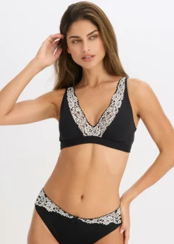 Hot Bralette sin aros con algodón orgánico y encaje Mujer Ropa Interior De Algodón|Sujetadores