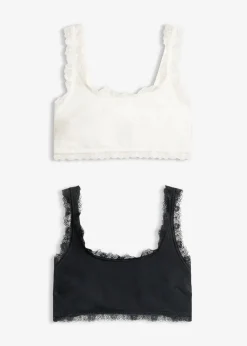 Clearance Bustier de algodón orgánico y encaje (2 unidades) Mujer Ropa Interior De Algodón|Sujetadores
