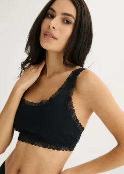 Clearance Bustier de algodón orgánico y encaje (2 unidades) Mujer Ropa Interior De Algodón|Sujetadores