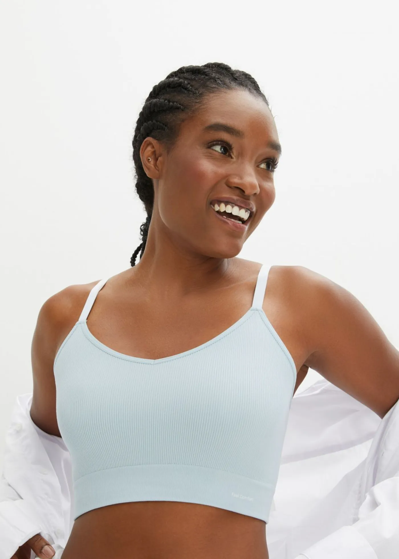 Bustier Feel Comfort sin costuras de canalé Mujer Sin Costuras|Sujetadores