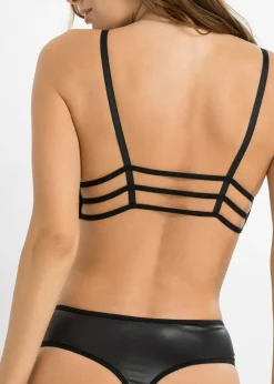 Outlet Bustier y tanga con abertura y efecto mojado (2 piezas) Mujer Lencería Sexy|Sujetadores