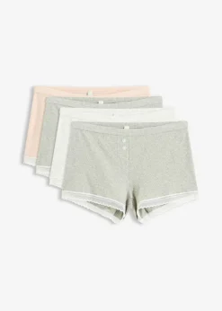 New Bóxers acanalados con encaje para mujeres (4 unidades) Mujer Ropa Interior De Algodón|Bragas