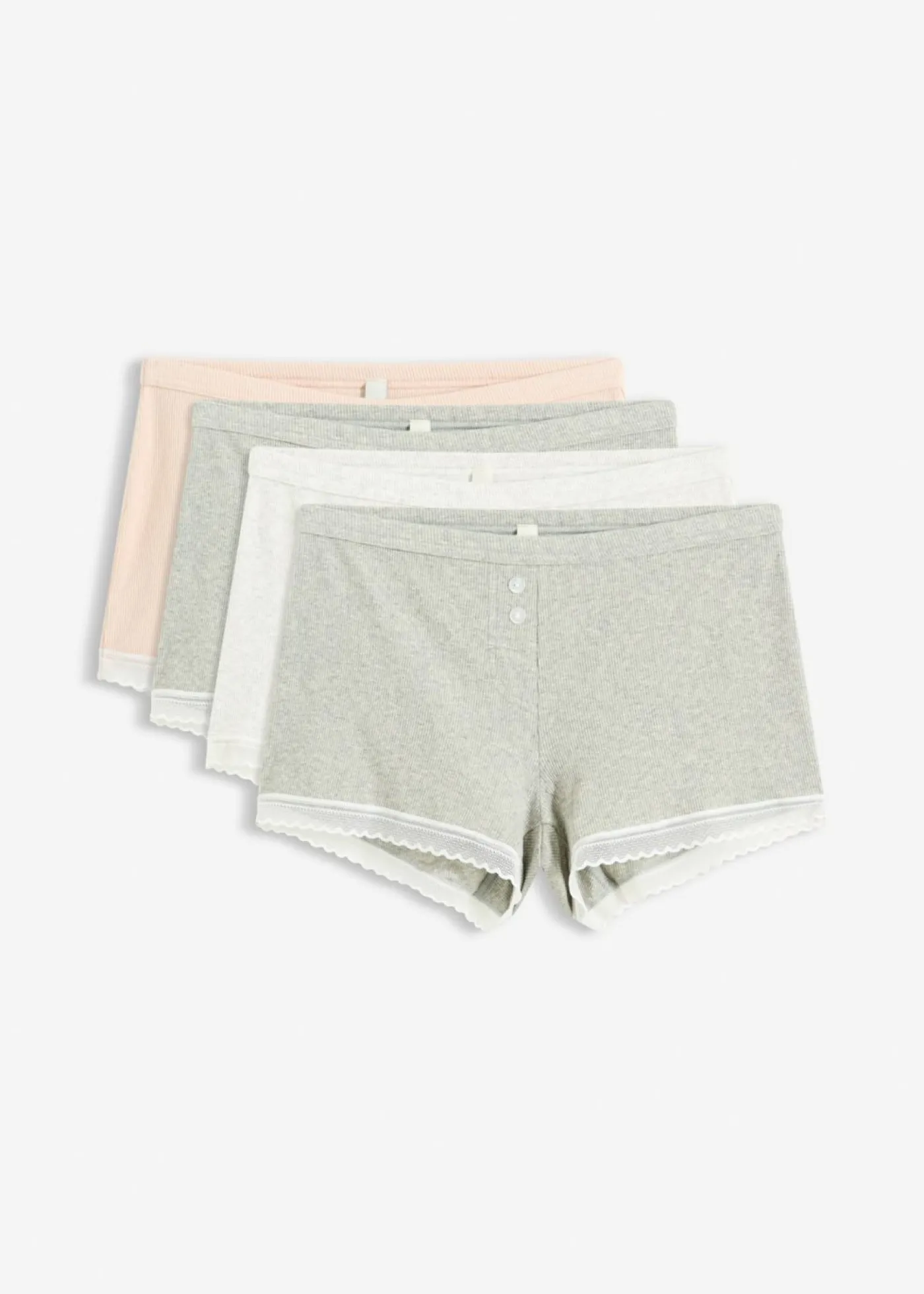 New Bóxers acanalados con encaje para mujeres (4 unidades) Mujer Ropa Interior De Algodón|Bragas