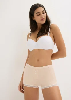New Bóxers acanalados con encaje para mujeres (4 unidades) Mujer Ropa Interior De Algodón|Bragas