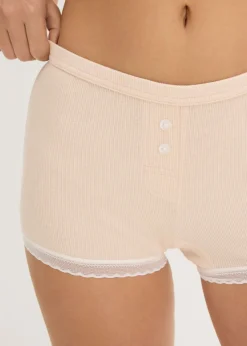 New Bóxers acanalados con encaje para mujeres (4 unidades) Mujer Ropa Interior De Algodón|Bragas