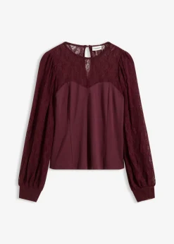 Camisa de manga larga con encaje Mujer Camisetas