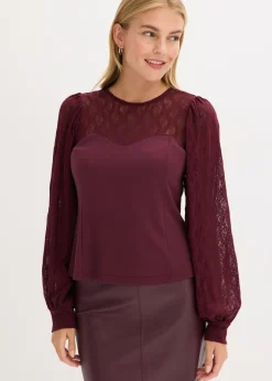Camisa de manga larga con encaje Mujer Camisetas