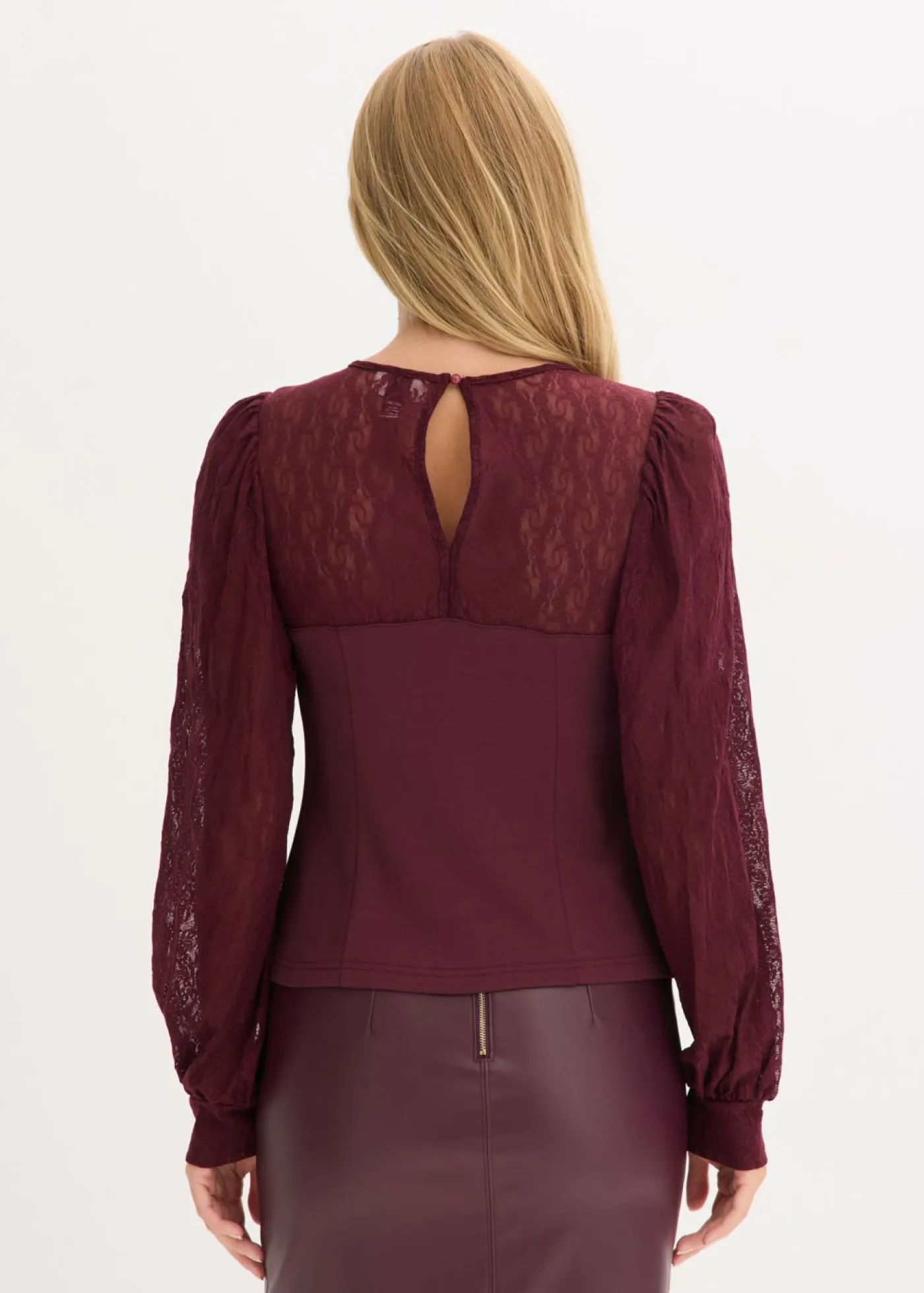 Camisa de manga larga con encaje Mujer Camisetas