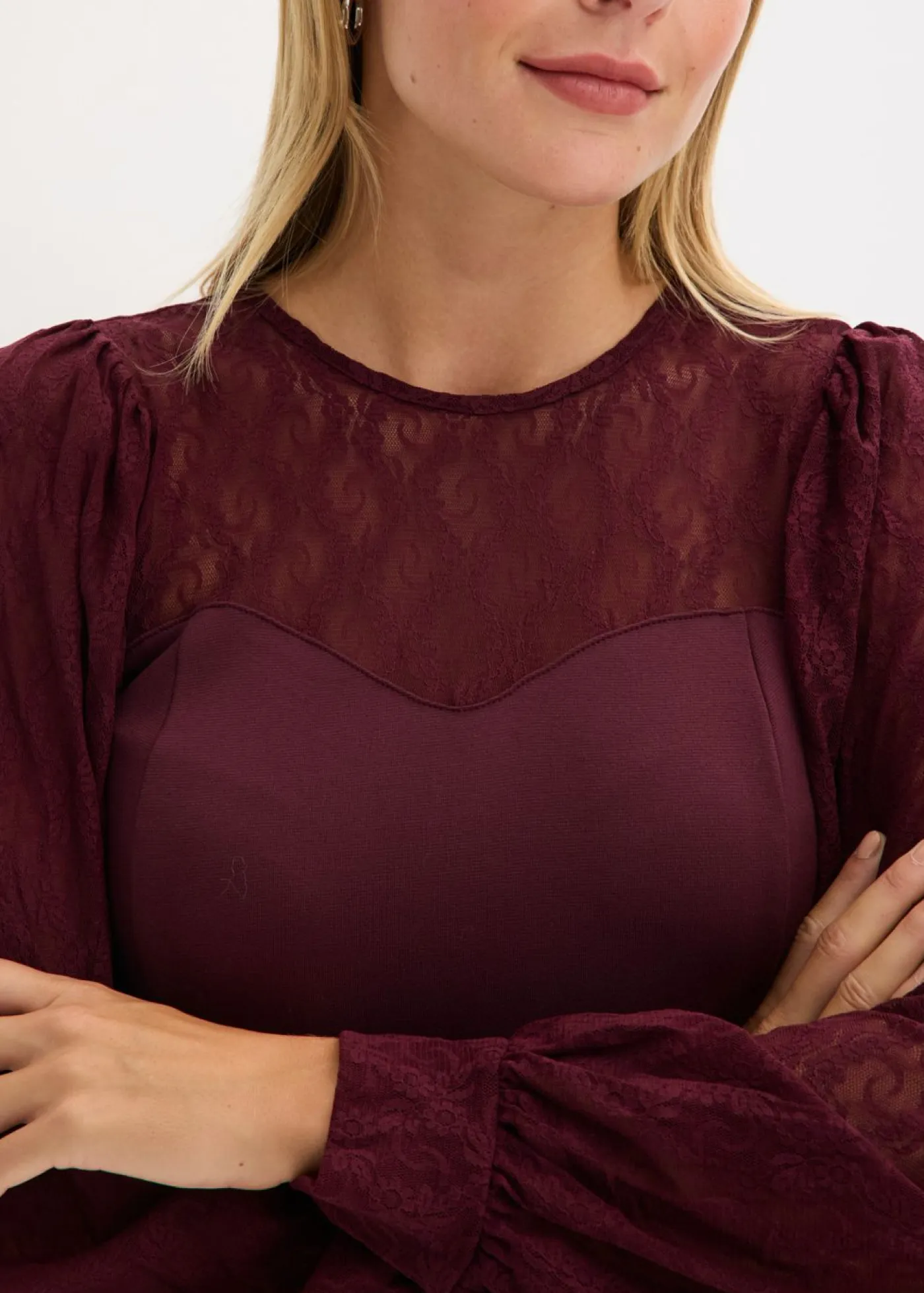 Camisa de manga larga con encaje Mujer Camisetas