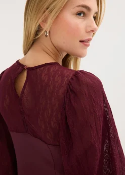 Camisa de manga larga con encaje Mujer Camisetas