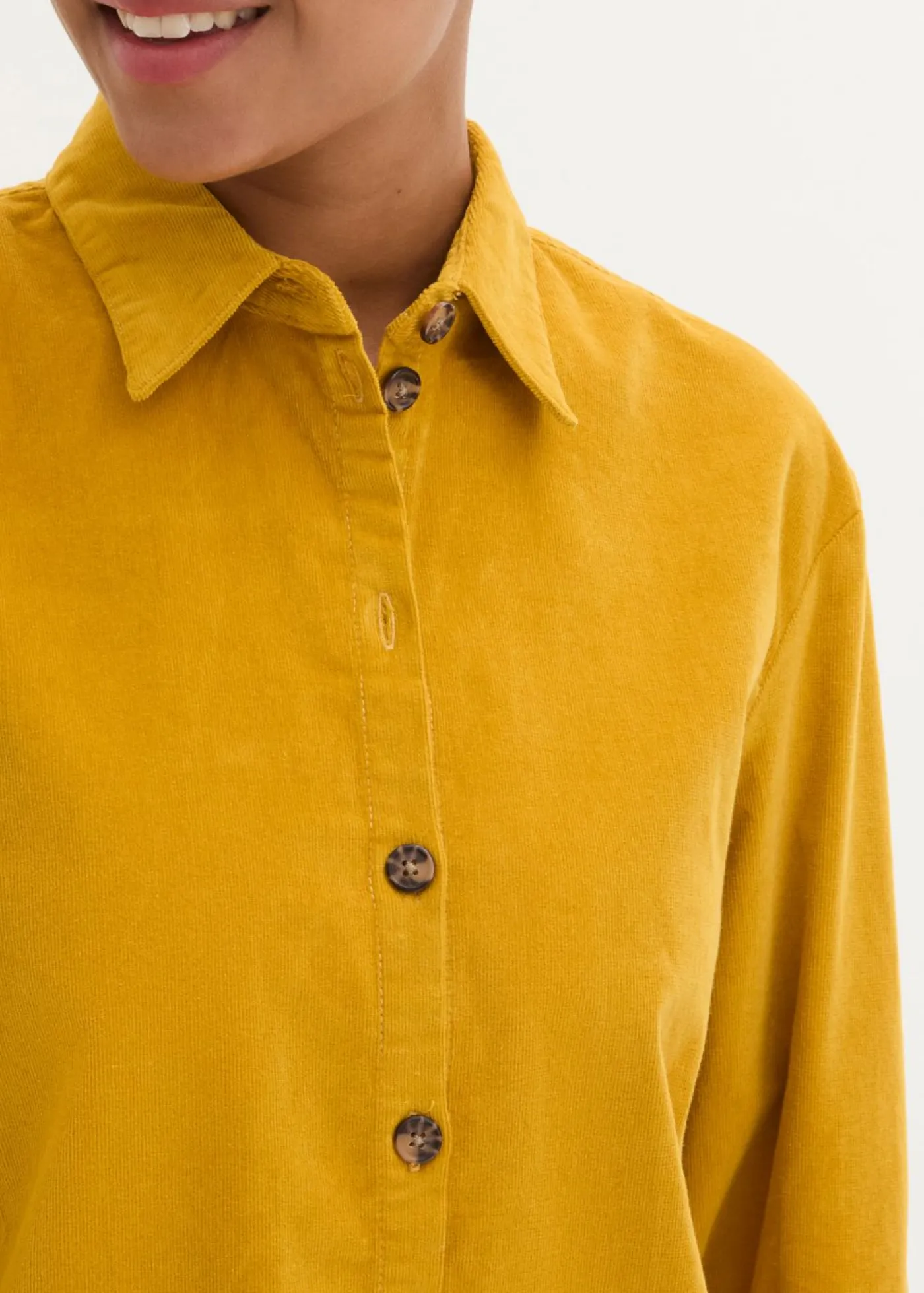 Hot Camisa de pana con abertura lateral Mujer Camisas Y Blusas