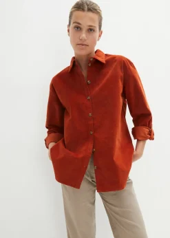 Clearance Camisa de pana con abertura lateral Mujer Camisas Y Blusas