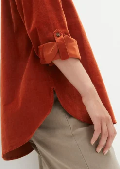 Clearance Camisa de pana con abertura lateral Mujer Camisas Y Blusas