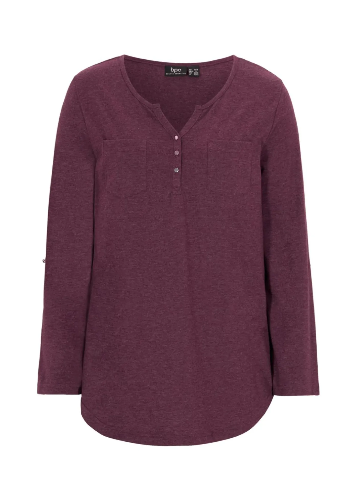 Camisa henley de algodón con botones Mujer Camisetas