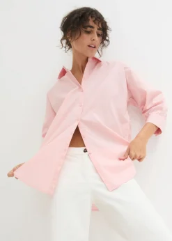 Discount Camisa oversize de algodón con mangas 3/4 Mujer Camisas Y Blusas|Novedades