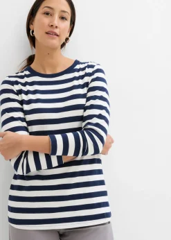 Discount Camiseta a rayas de algodón orgánico puro Mujer Básicos|Camisetas