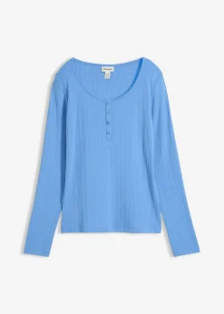 Clearance Camiseta acanalada de manga larga Mujer Básicos|Camisetas