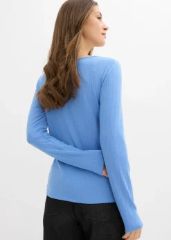 Clearance Camiseta acanalada de manga larga Mujer Básicos|Camisetas